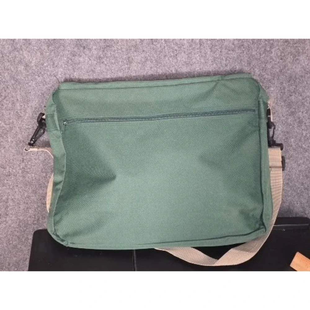 Vintage GTE Green Canvas Messenger‎ Bag Laptop Briefcase Work Commuter Bag 18x13